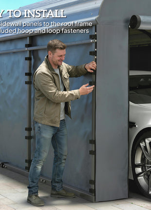 Carport Replacement Sidewall Panel for 10' x 15' Carports, UPF50+ Waterproof Replacement Side Wall Cover, Dark Gray