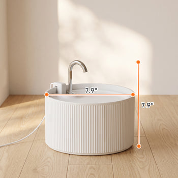 Ceramic Cat Water Fountain, 2.2L/74oz Pet Water Fountain with Ultra-Quiet Pump, 4-Layer Filtration, Faucet, White