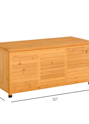 75 Gallon Wooden Deck Box, Outdoor Storage Container with Aerating Gap & Weather-Fighting Finish, Yellow