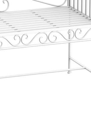 43" Garden Bench, Outdoor Patio Bench with Armrests, Metal Porch Bench for Backyard, Poolside, Lawn, Cream White