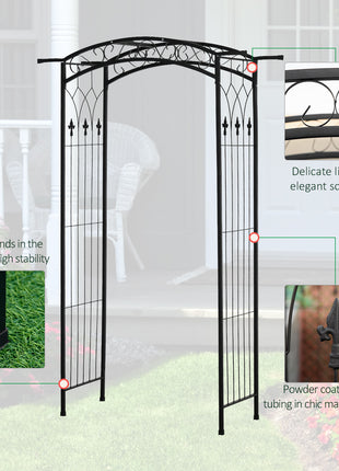 7Ft Garden Arch Arbor, Metal Arch Trellis for Climbing Vines, Garden Archway for Wedding, Bridal Party, Ceremony
