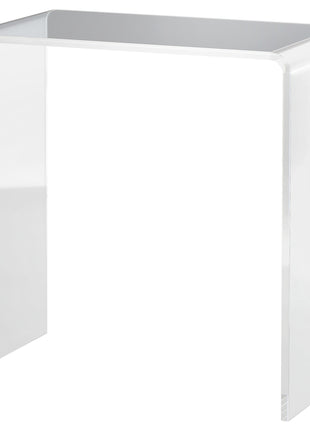 Modern Acrylic End Table, Waterfall Side Table with Rounded Edges and Storage for Small Spaces, 21" x 12" x 21", Clear