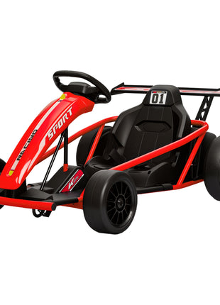 24V 7AH Kids Electric Go Kart, 8.1 MPH Battery Powered Drift Kart with Dual Motors, Soft Start for 8-12 Years, Red