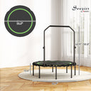 45" Rebounder Trampoline for Adults, Foldable Mini Trampoline with Adjustable Handle Bar for Indoor Outdoor, Green