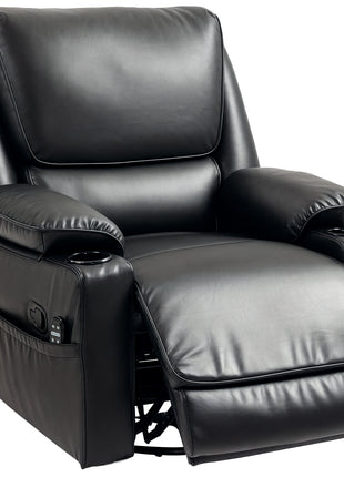 Recliner Massage Armchair with Heat Oversized Swivel Rocker with Footrest Remote and Side Pockets Black