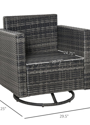 Outdoor Swivel Rocker, PE Wicker Dining Chair, 360 Degree Swivel Patio Glider with Cushions for Backyard, Lawn, Garden, Deck, Porch, Steel Frame, Cream White