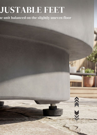 Lightweight Accent Table with Concrete Finish Round Side Table, Light Gray