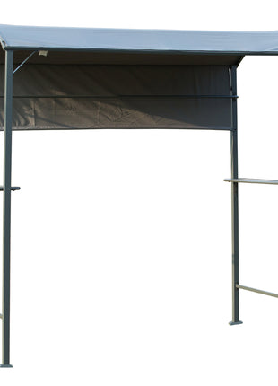 7FT Grill Gazebo BBQ Canopy with Sun Shade Panel Side Awning, 2 Exterior Serving Shelves, 5 Hooks for Patio Lawn Backyard