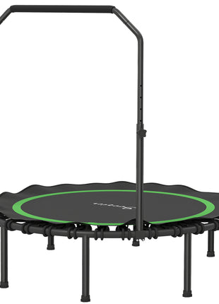 48" Rebounder Trampoline for Adults, Foldable Mini Trampoline with Adjustable Handle Bar for Indoor Outdoor, Green