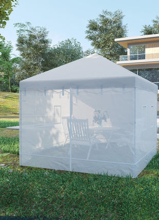 Canopy Screen Walls, Replacement Netting with 6 Service Windows and 1 Door, for 10' x 10' Canopy Tent, White