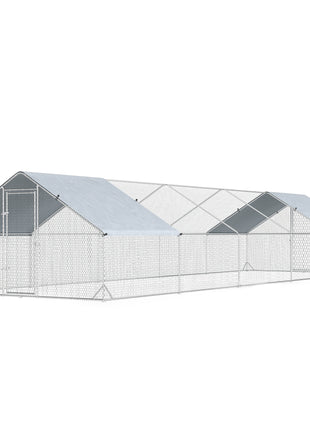 Large Chicken Coop with Waterproof and Anti-UV Cover, Spire Shaped for Outdoor and Yard Farm Use, 33' x 10' x 6.4'