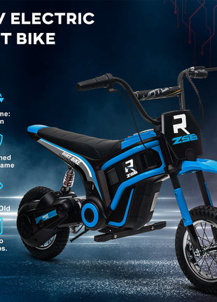 24V 350W Electric Dirt Bike Up to 15 MPH w/ Twist Grip Throttle, Blue