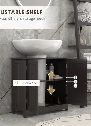 Bathroom Vanity Cabinet, Under Sink Bathroom Cabinet with 2 Doors and Adjustable Shelf, Coffee
