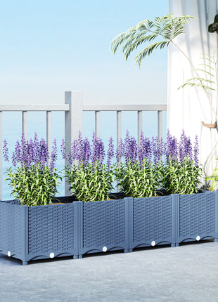 Plastic Raised Garden Bed, 5 x 1 x 1 ft Outdoor Flower Box with Drainage Holes for Vegetables, Herbs, Blue