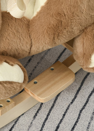 Baby Rocking Horse with Lullaby, Ride On Horse, Bear Themed Plush Animal Rocker with Pedals for Ages 18-36 Months, Easy to Assemble