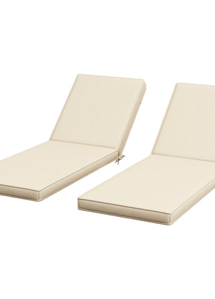 2-Piece Patio Chair Cushions with Backrests, Replacement Cushions for Outdoor Lounge Chair, Beige