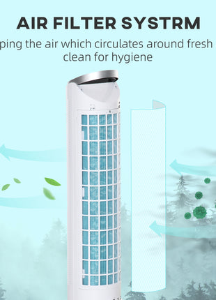 40" Portable Oscillating Air Cooler Fan for Home Office, 3-In-1 Standing Ice Floor Fan with Humidifier, 3 Modes, 3 Speeds, 8H Timer, Remote, LED Display, White