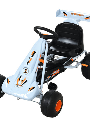 Pedal Go Kart Children Ride on Car Cute Style with Adjustable Seat, Plastic Wheels, Handbrake and Shift Lever, Light Blue