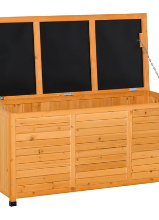 75 Gallon Wooden Deck Box, Outdoor Storage Container with Aerating Gap & Weather-Fighting Finish, Yellow