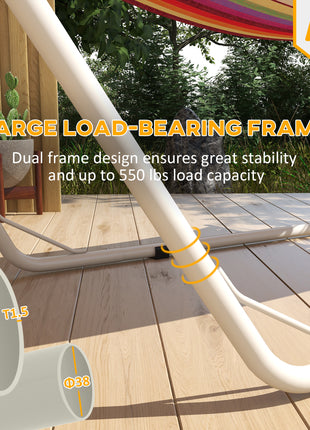 Hammock Stand, Portable Adjustable Steel Frame Hammock Stand, Weather Resistant, 10.3', 550 lbs. Capacity, White