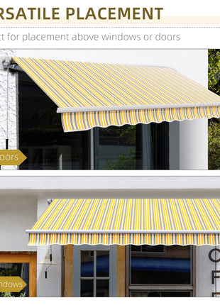 12' x 10' Manual Retractable Awning Outdoor Sunshade Shelter for Patio, Balcony, Yard, with Adjustable & Versatile Design, Yellow and Gray