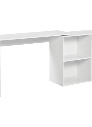 L Shaped Computer Desk, 180° Rotating Corner Desk with Storage Shelves, Drawer and Cabinet, Study Workstation for Home Office, 47.25"x19.75"x 53.75", White