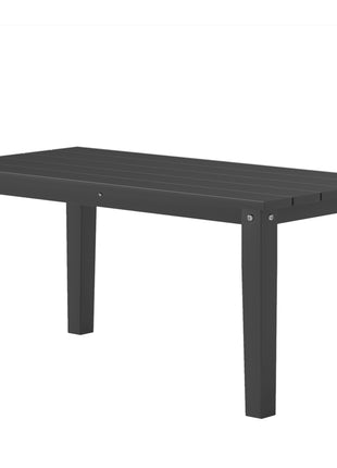 Rectangle Outdoor Coffee Table, HDPE All-Weather Outdoor Patio Table with Slatted Tabletop for Yard, Balcony, Black