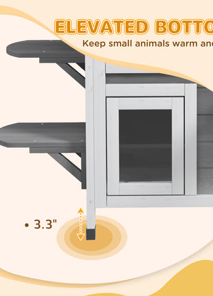  2-story Cat House Outdoor, Weatherproof Wooden Cat Enclosure for Feral Cats with Escape Door, Openable Roof, Jumping Platforms, Gray