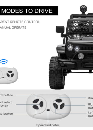 12V Battery Powered Kids Ride On Car Off Road Truck Toy w/ Parent Remote, Black