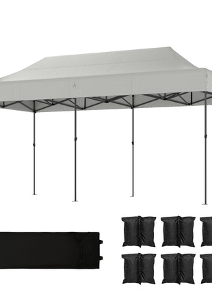 10 x 20 ft Pop Up Canopy Tent, Heavy Duty UPF50+ Outdoor Portable Instant Canopy Shelter with Wheeled Bag, White