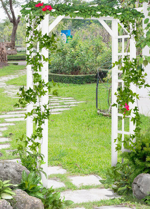 85" Wooden Garden Arbor for Wedding and Ceremony, Outdoor Garden Arch Trellis for Climbing Vines - White