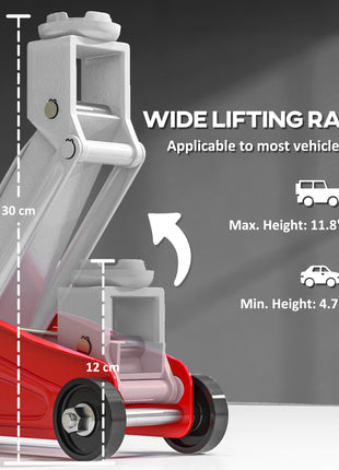 2 Ton Low Profile Hydraulic Floor Jack, Heavy Duty Steel Racing Car Jack, 4.7"-11.8" Lift Range, Red