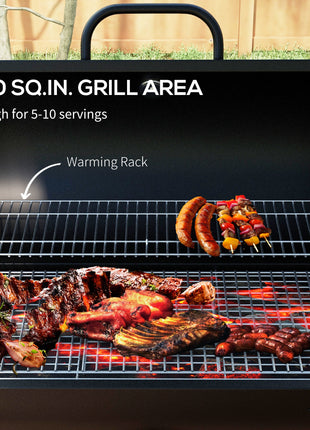 Barrel Charcoal BBQ Grill, Barbecue with 420 sq.in. Cooking Area, Wheels, Ash Catcher, Black