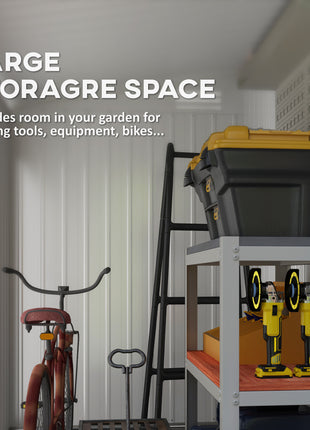 4' x 7.7' Lean to Garden Storage Shed, Outdoor Metal Tool House with Lockable Door Vents for Backyard Patio Lawn