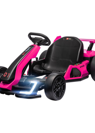24V 7.5 MPH Electric Go Kart with Adjustable Seat, Slow Start, Pink