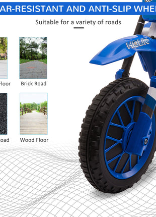 12V Kids Motorcycle w/ Treaded Tires, 5mph Top Speed Electric Bike for Kids, Ride On Motorcycle w/ Training Wheels, Battery Charger, Spring Suspension, Blue
