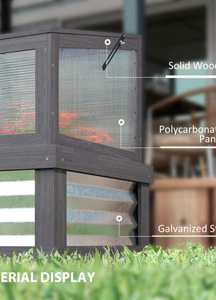 Raised Garden Flower Bed Kit with Lean-to Greenhouse, Wooden Cold Frame Planter, 41" x 22.5" x 28.25", Gray
