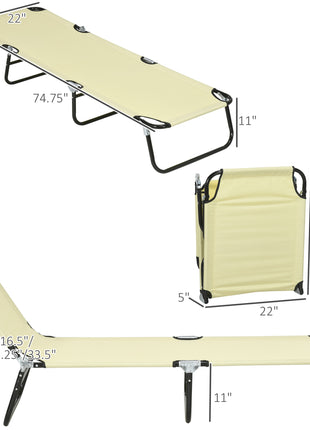 2 Piece Folding Chaise Lounge Pool Chairs, Outdoor Sun Tanning Chairs , Steel Frame for Beach, Yard, Patio, Beige
