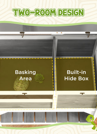 Tortoise Habitat with Shelf Storage Tortoise Gift Accessory with Weather Protection for Indoor, Light Gray