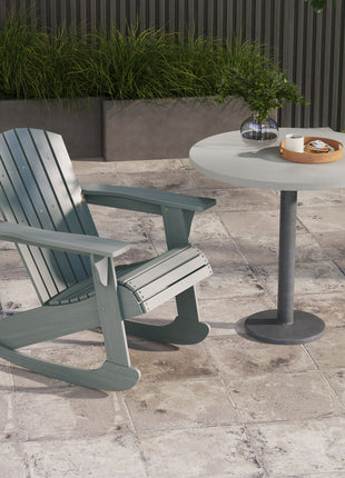 Wood Adirondack Outdoor Lounge Rocking Chair Fire Pit Seating with Slatted Wooden Design, Fanned Back, Gray