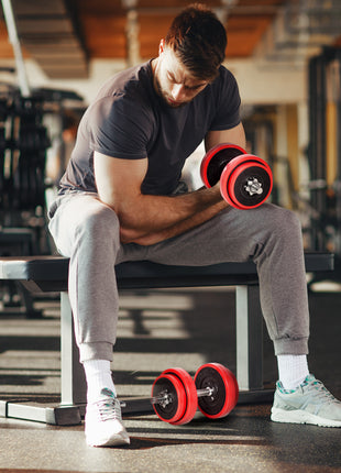 Adjustable Dumbbell Set, 44lbs Convertible to Barbell Weight Set for Home Gym Women and Men Weight Lifting Training