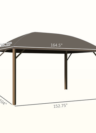 10' x 14' Hardtop Gazebo with Curtains, Netting, Pavilion with Steel Roof Ceiling Hook for Garden Patio, Brown