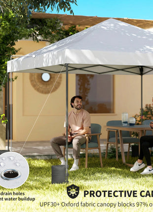 10 x 10 ft Pop Up Canopy Tent with One Push Setup, Outdoor Portable Instant Canopy Shelter w/ Roller Bag, White