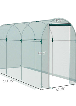 Galvanized Steel Crop Cage, Plant Protection Tent with Zippered Door, 4' x 12', Green