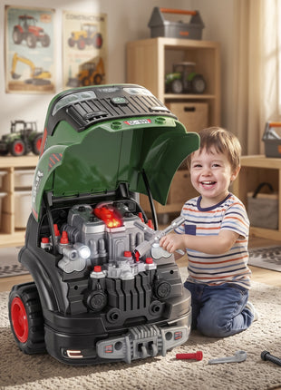 Truck Engine Toy, Kids Mechanic Repair Set with Spray, Lights, Sounds, Educational Gifts for 3-6 Years, Green