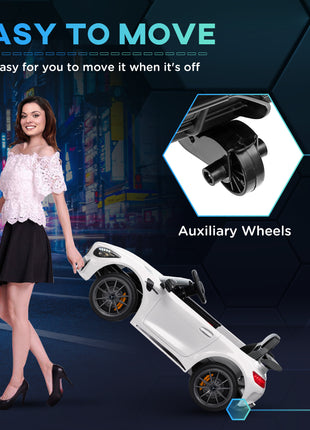 Mercedes-Benz AMG GTR Licensed 12V Battery Powered Kids Electric Car w/ Remote Control & Soft Start, White