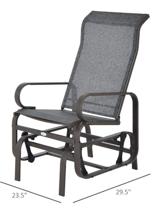 Outdoor Patio Glider Rocker, Metal High-Back Chair for Outdoor Use - Gray