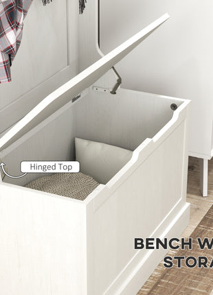 Hall Tree with Coat Rack, Storage, and Sitting Bench, Cream White