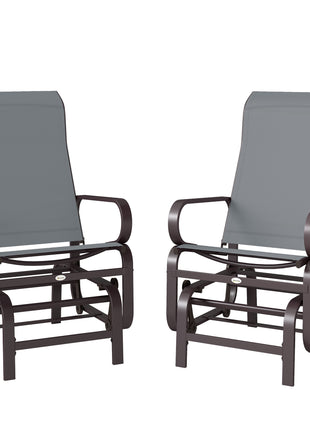 Gliding Lounger Chair Set of 2, Single Rockers with Lightweight Metal & Mesh Construction, Gray
