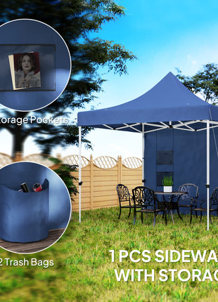 10' x 10' Heavy Duty Pop Up Canopy Tent with Sidewall, UPF50+ Instant Sun Shelter with Storage Pockets, Dark Blue
